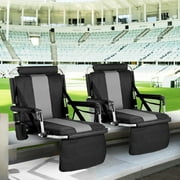 Sophia\u0026William Set of 2 Portable Stadium Chair Stadium Seat for Bleacher with Cup Holder